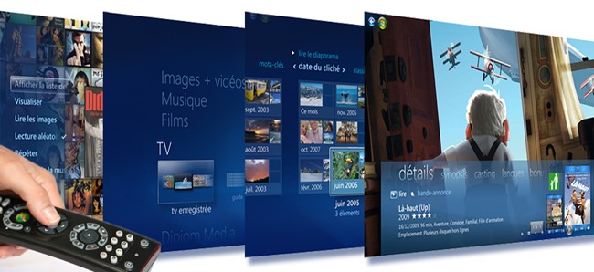 La interfaz de Windows Media Center en Windows 7 y 8